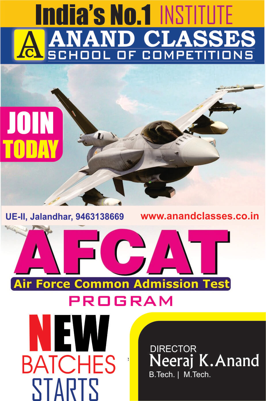  Best AFCAT coaching academy in Jalandhar Neeraj Anand Classes
